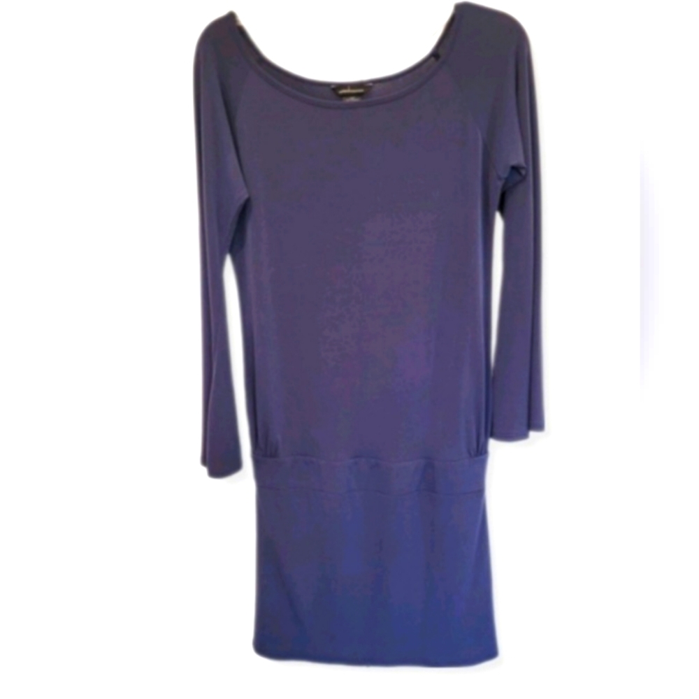 Moda International Dress Marine Blue Drop Waist Long Sleeve Size XS NWOT